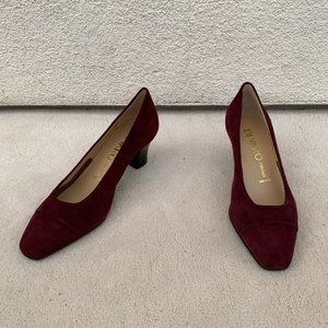Vintage Wine Red Suede Heels